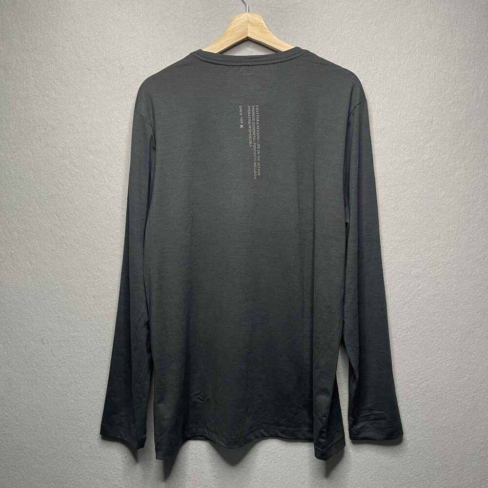 Hurley X Mens Long Sleeve Shirt Size Large Gray Logo Front Active Pullover - Picture 5 of 7